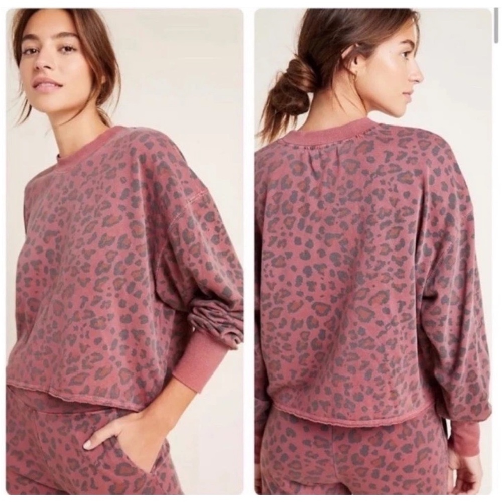 Sundry Leopard Matching Sweat Set - Pullover Sweatshirt & Jogger Sweatpants S/M - Picture 9 of 9